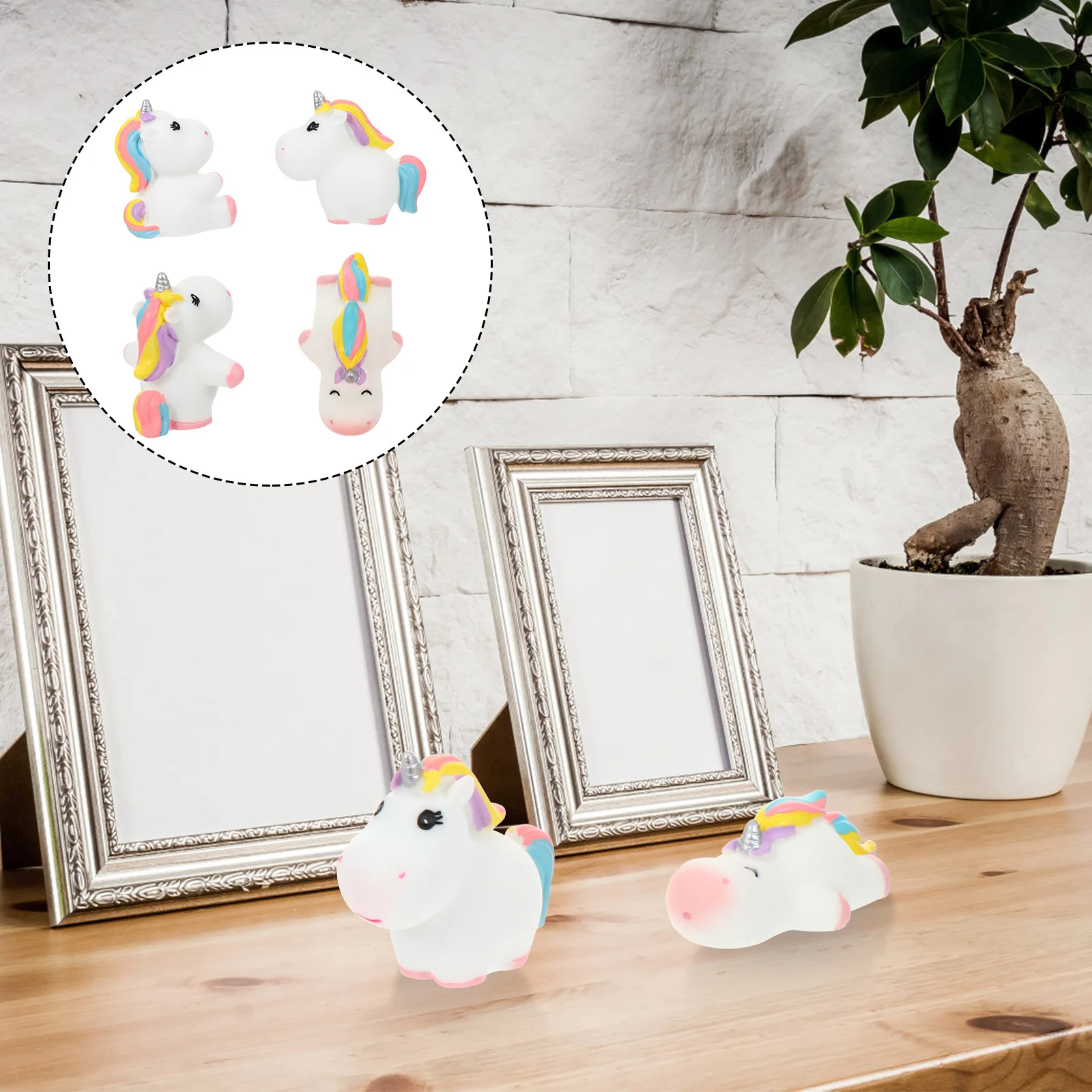 4 шт. украшения в виде единорога миниатюрный аксессуар садовый декор кашпо