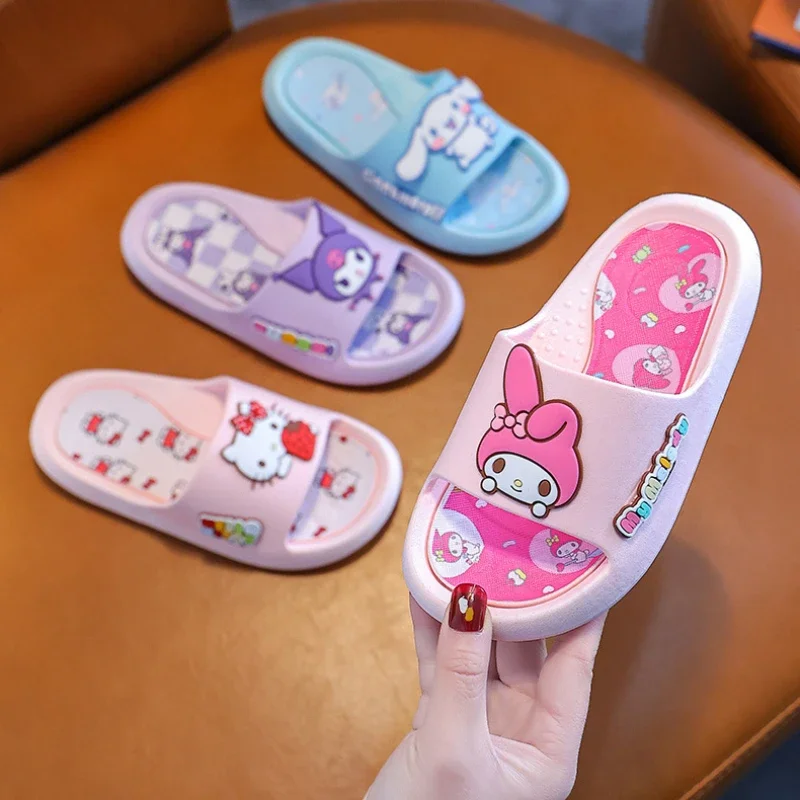 Детские Летние Тапочки Sanrio Kuromi Нескользящие Домашние Из Эва Унисекс Для Девочек
