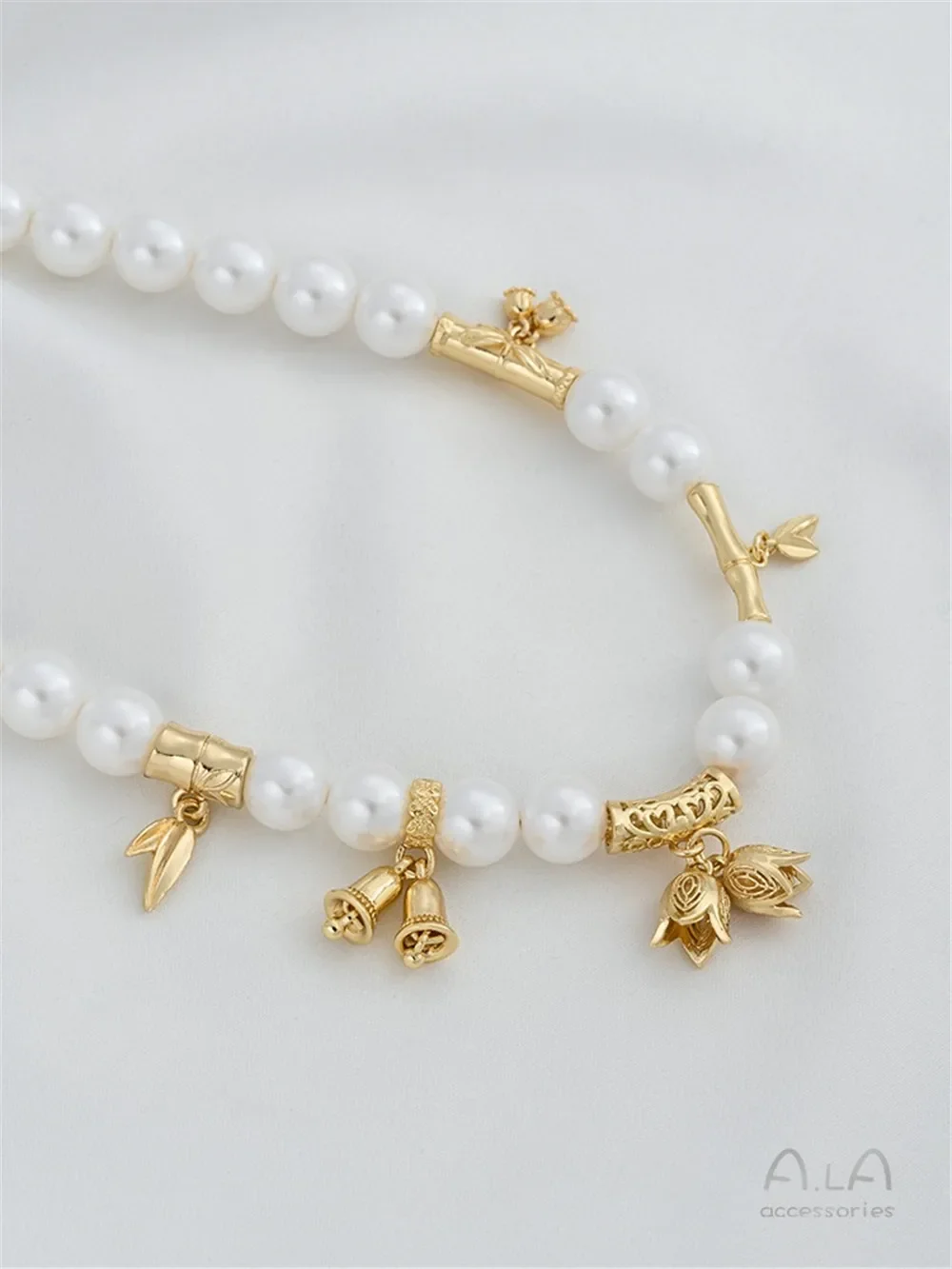 14 К позолоченные бамбуковые шарнирные трубки отдельные бусины подвесные листья