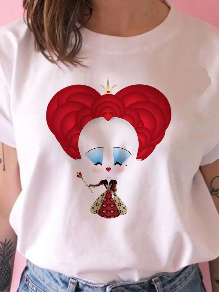 

Футболка женская Disney Summer Alice in Wonderland Новые товары Популярная футболка Удобная творческая эстетическая футболка Красная королева