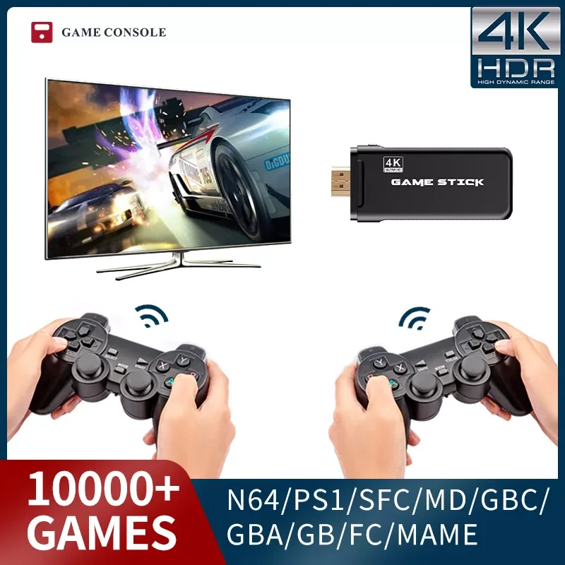 

Мини/ТВ Видео игровая консоль Stick 4K Ultra HD выход двойной 2,4G беспроводной геймпад контроллер Встроенные 10000 игр