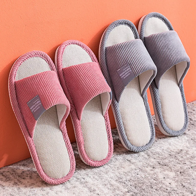 Home Slippers Women's Winter Cotton Linen Men's Couple Soft Soled Warm Slippers Comfortable Fashion  Women Slippers