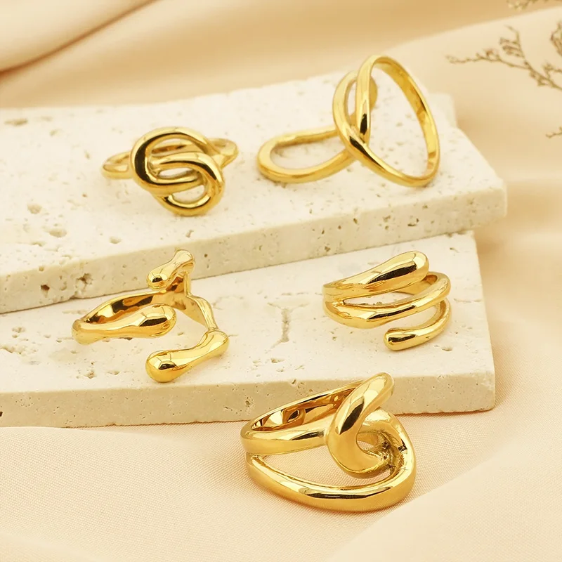 Женские Геометрические кольца из нержавеющей стали золотого и серебряного цвета