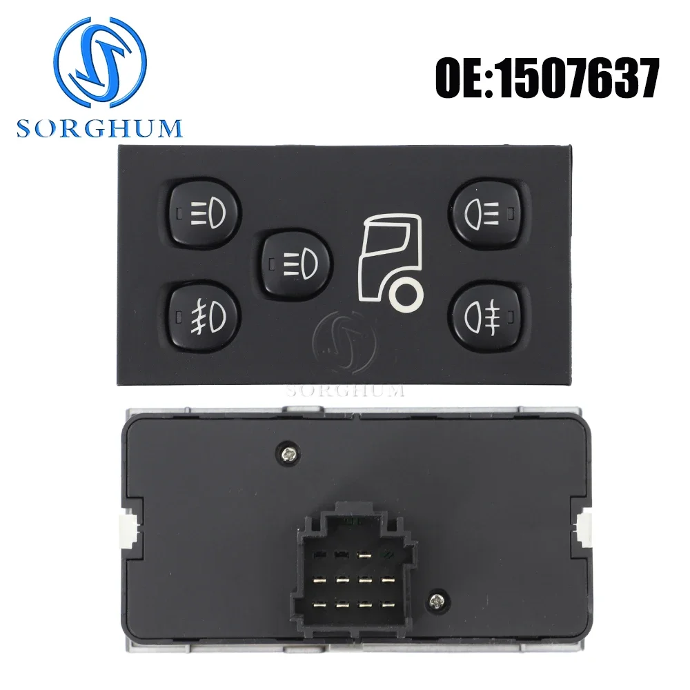 

СОРГУМ 1507637 Переключатель управления фарами для SCANIA P G R T-Series, аварийная лампа, кнопка предупреждения, панель, 9 контактов, детали грузовика