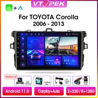 vtopek 9 4g carplay dsp rds 2 din android 11 car radio multimedia players navigation gps for toyota corolla e140150 2006 2013