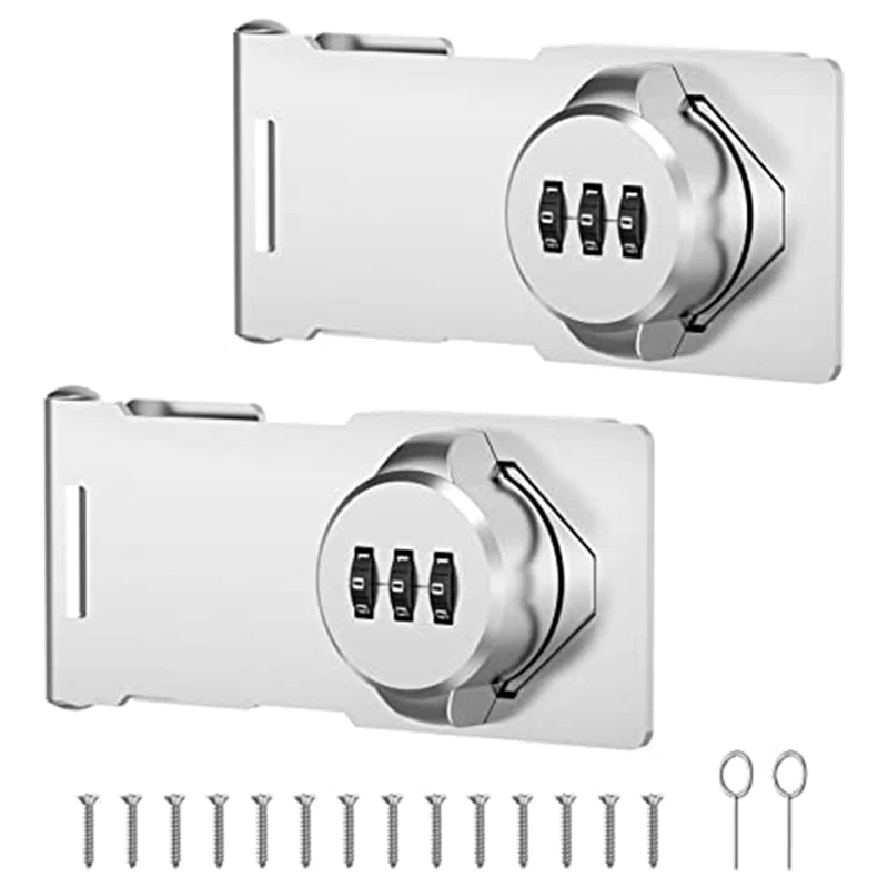 

2 PCS Cabinet Door Lock Anti-Theft Password Lock Clothes Locker Double Door Buckle Push-Pull Belt Lock Card Drawer Lock