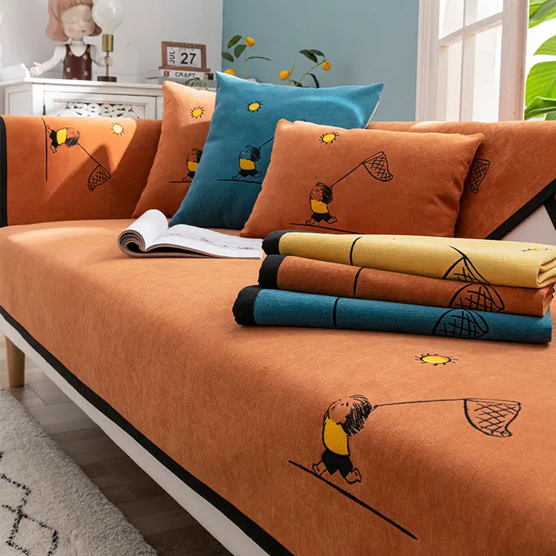 

Универсальный чехол для диванной подушки из синели, современный чехол для кресла, подушка для гостиной 1, 2, 3, 4, полотенце для сидения, подушк...