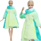 Плюшевое пальто ручной работы с длинным рукавом, меховое платье, плавные топы, наряд, кукольный домик, игрушка, Теплая Одежда для куклы Барби, аксессуары, подарок для детей
