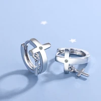 wholesale s925 sterling silver trendy womens fashion jewelry high quality crystal zircon cross simple trendy hoop earrings