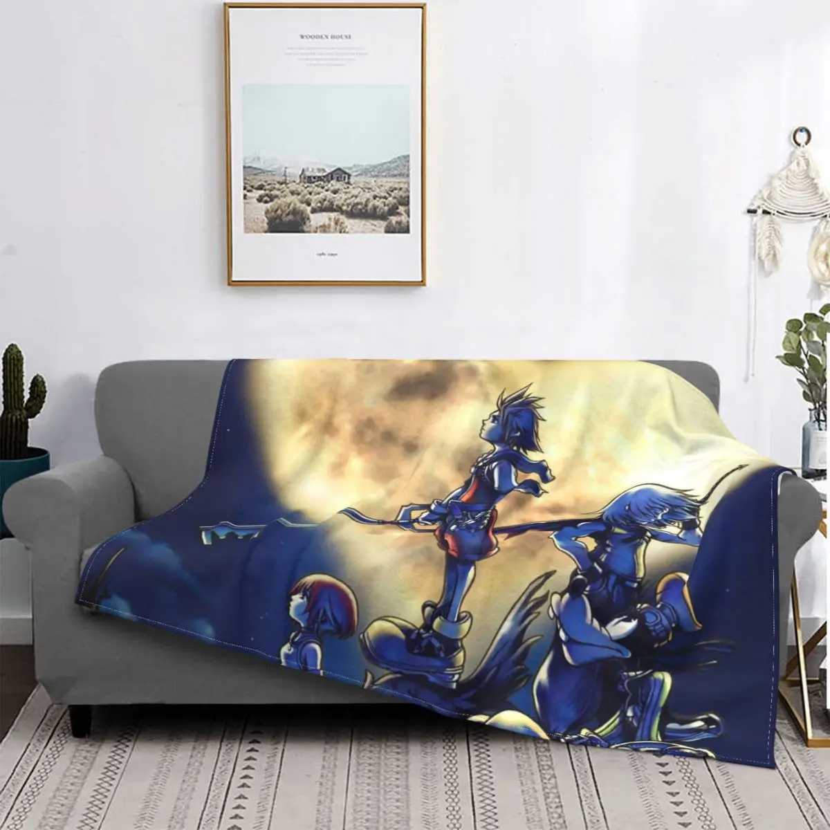 

Kingdom Hearts-manta térmica para cama, colcha a cuadros para sofá, manta térmica para cama