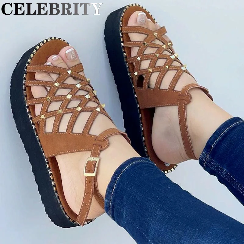

2022 Casual Flat Sandals Lightweight Platform Sandals Summer Shoes Ladies High Heel Sandals