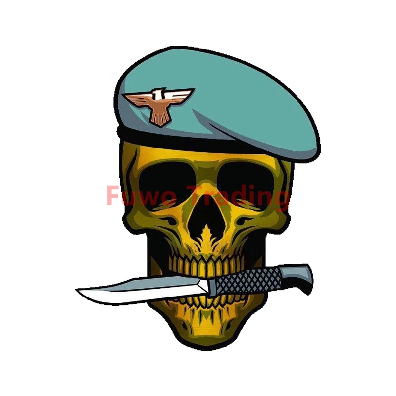 

Fuwo Trading Cartoon Soldier Skull car Stickers Funny Cool Decoration Rear Windshield Bumper Vinyl PVC Laptop waterproof Decals