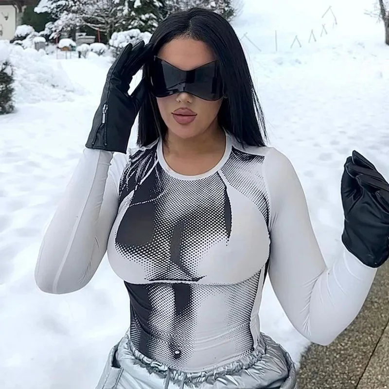 

Женский топ с круглым вырезом и длинным рукавом, в европейском и американском стиле, весна 2023