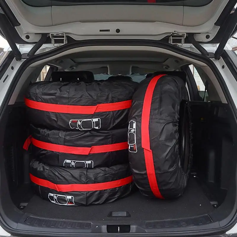 

Car Spare Tire Snow Protection Cover 4 Pcs Oxford Cloth Spare Wheel Cover Case Waterproof Dust-Proof Vehicle Tire Accessories