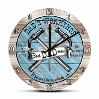 best dad ever dads work shop car mechanic wall clock for garage man cave room decor clock wall watch repairman father days gift