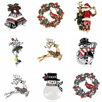 new year christmas party winter brooch for women snowman santa claus garland deer bell hat rhinestone enamel cute jewelry kids
