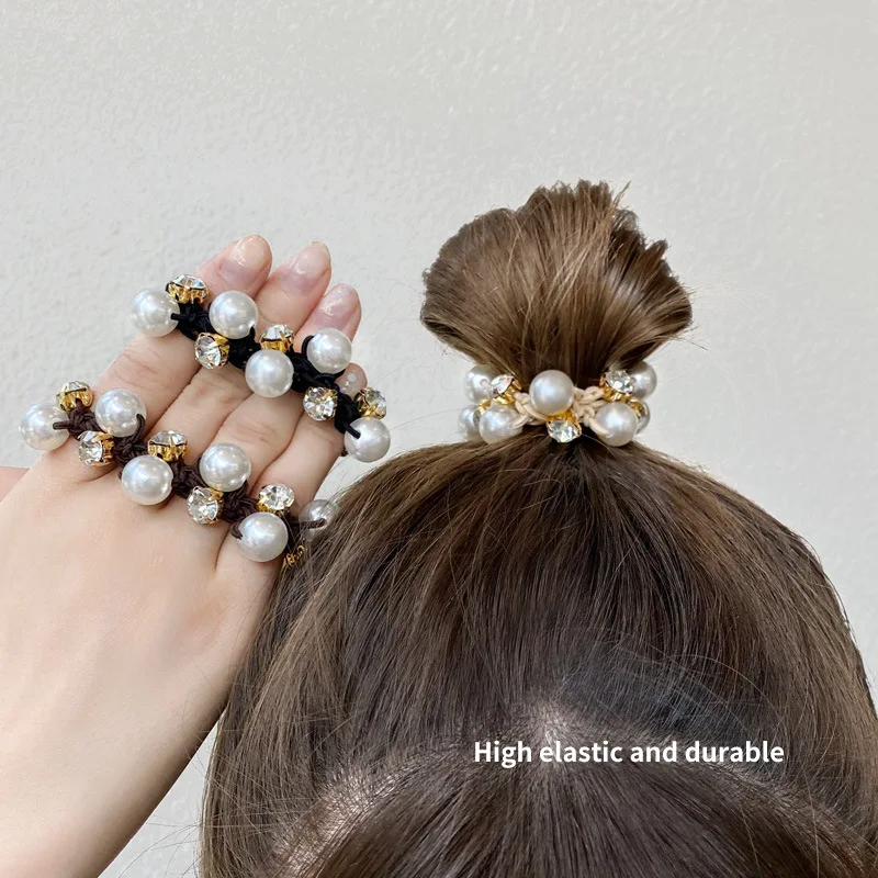 

Модная искусственная резинка для волос с жемчужинами и кристаллами для женщин, резинка для волос в стиле конского хвоста, резинка для волос, простая эластичная резинка для волос