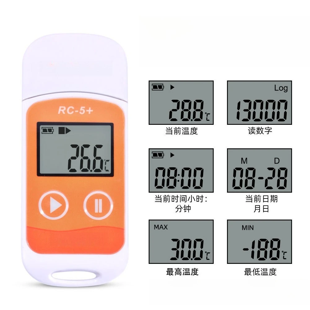 Фото Цифровой USB-регистратор температуры RC-5+ с функцией PDF, многоразовый, 32000 точек данных, для холодильного оборудования и транспортировки в холодовой цепи №2