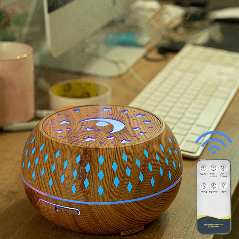 

Starry Wood Grain Aroma Essential oil Diffuser With Remote Control 400ML Ultrasonic USB Home Aromatherapy Diffuser Humidifiers