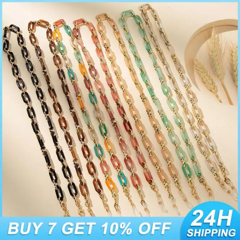 

Цепочка для очков однотонная, модный аксессуар для очков, цепочка для очков из акрила и металла в ретро стиле, простые шнурки для солнцезащитных очков