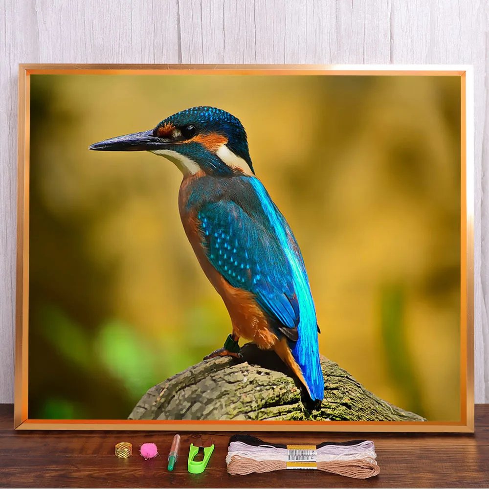 

Color Bird Printed Fabric 11CT Cross Stitch DIY Embroidery Complete Kit DMC Threads Handiwork Hobby Handicraft Promotions