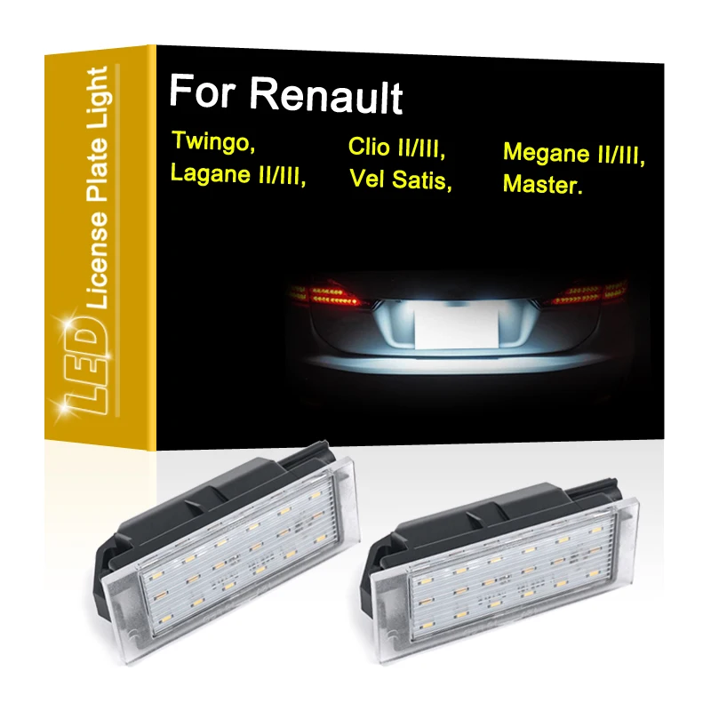

LED Number Plate Lamp For Renault Twingo Clio II/III Megane II/III Lagane Vel Satis Master White License Plate Light Assembly