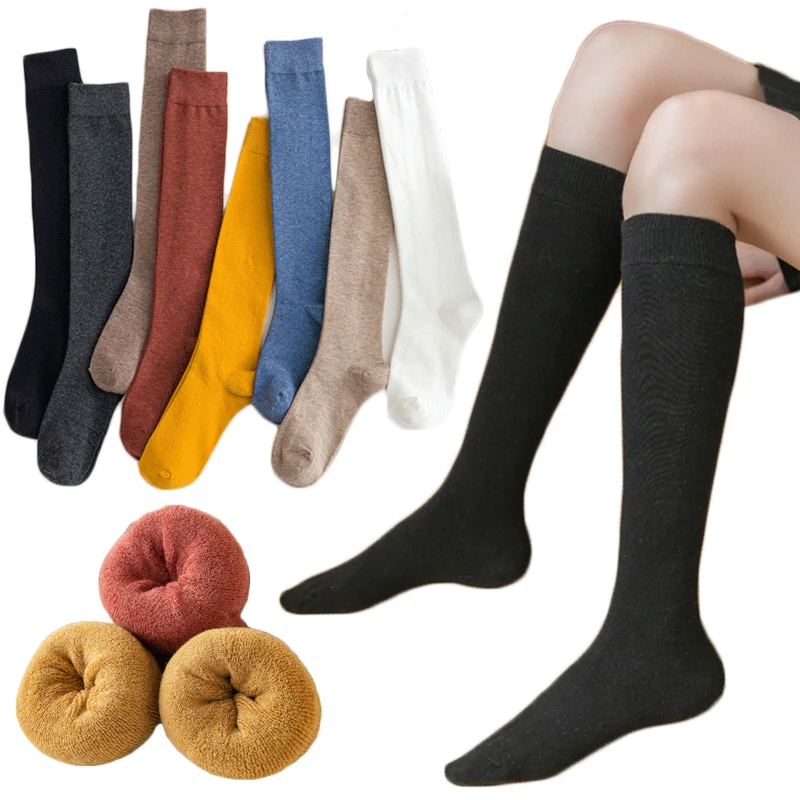 

Осенние новые женские носки, хлопковые зимние длинные носки до середины икры, женские чулки в стиле Харадзюку, теплые зимние женские носки