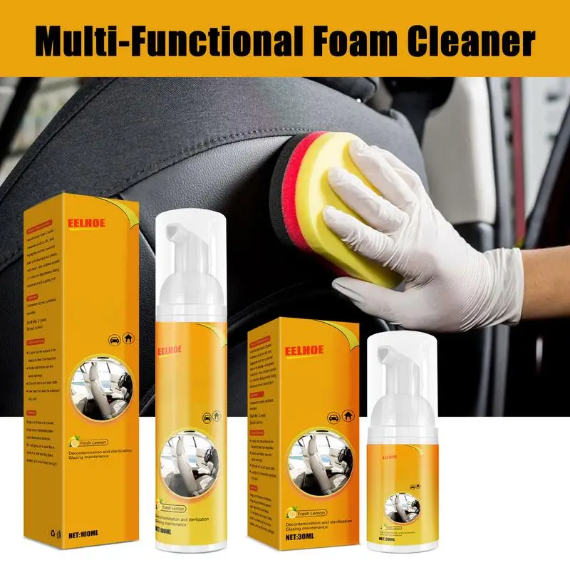 

Cleaning Foam For Car All-Purpose Foam Spray Powerful Stain Removal Kit For Ceiling Leather Seat Lemon Flavor Effectively Remove