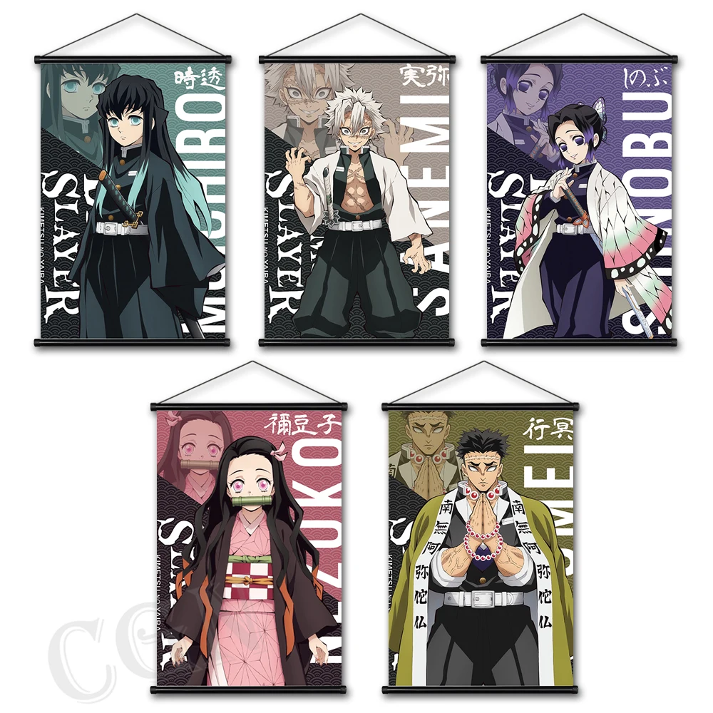 

Japanese Anime Figure Hanging Scrolls Canvas Demon Slayer Print Pictures Wall Art Paintings Home Decor Posters For Living Room