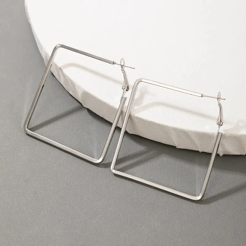 Большие квадратные висячие серьги Tocona в стиле панк для женщин полые