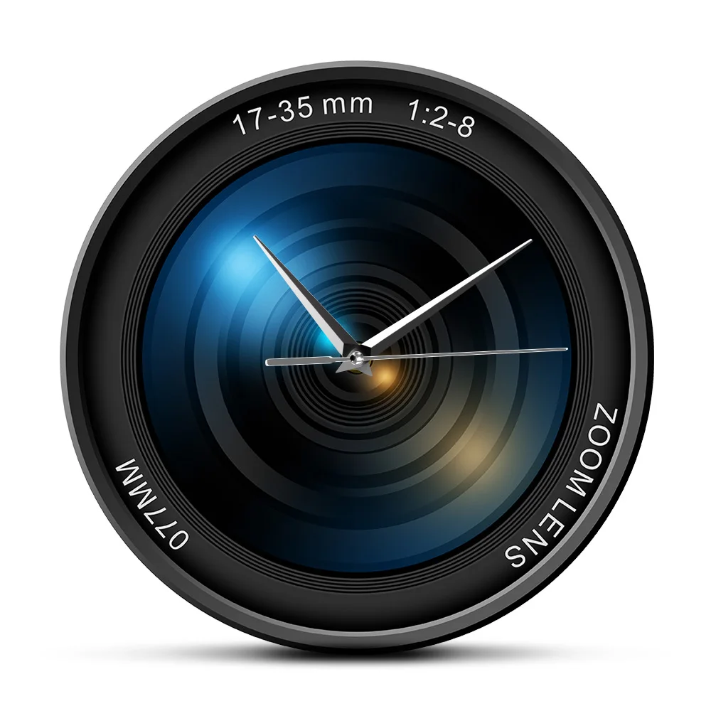 

Camera Lens Modern Design Custom Your Name Wall Clock Photostudio Decor Photography Images Zoom Color ISO Exposure Wall Watch