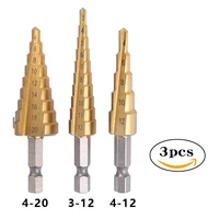 hexagonal handle step drill straight groove titanium plated drill bit 3 12 4 12 4 20 electric drill reaming bench drill pagoda d