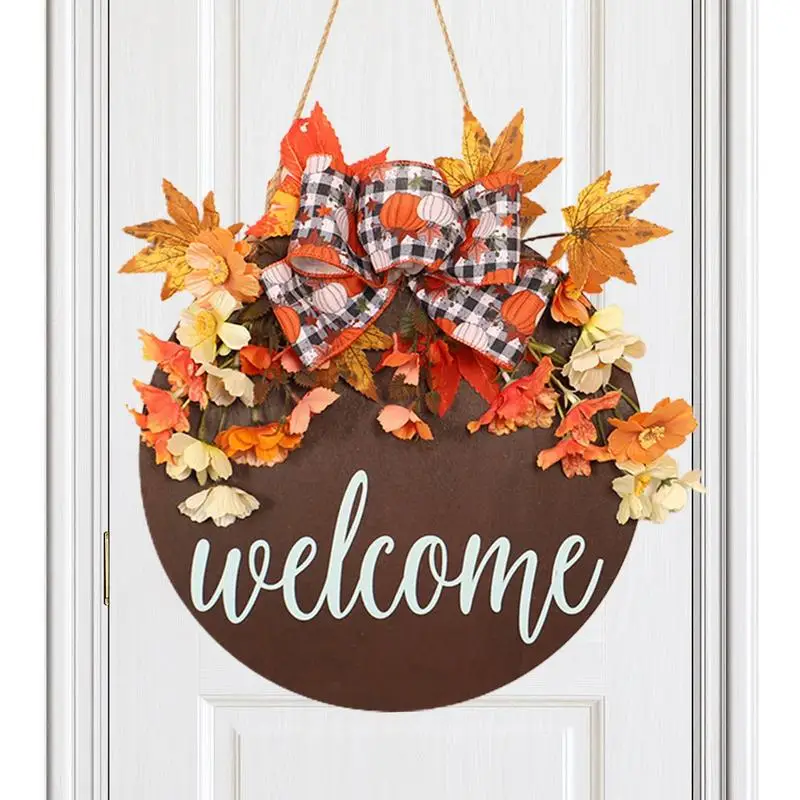 

Fall Welcome Door Sign Decor Rustic Wood Wall Fall Decorations With Bow Thanksgiving Party Welcome Decorations For Farmhouse