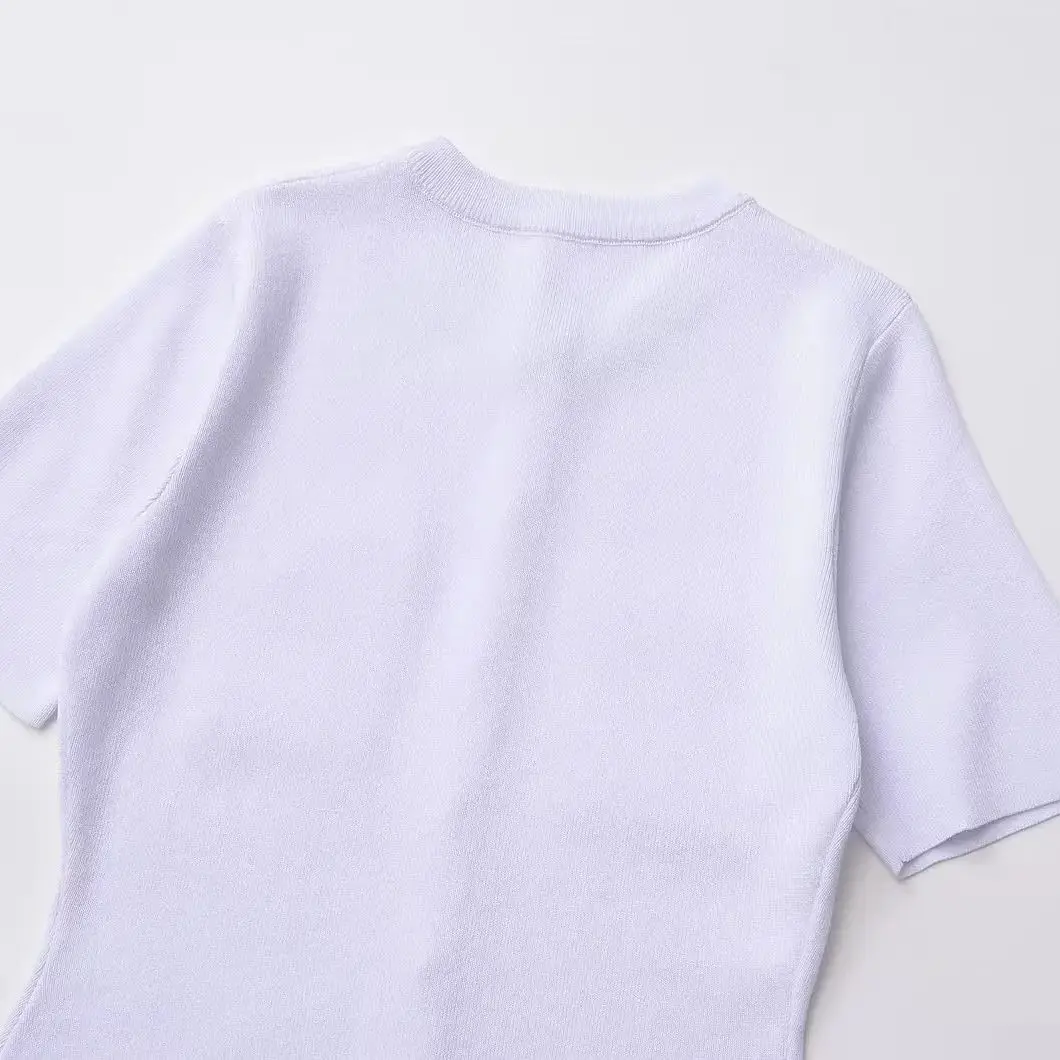 TRAF женские элегантные однобортные трикотажные платья тонкие с коротким рукавом