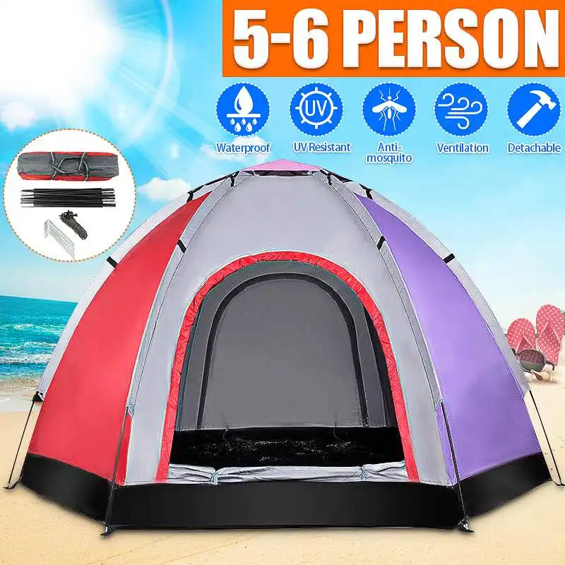 

5-6 Person Outdoor Camping Tents Automatic Pop-Up Tents 4 season Tents Large Tent Sun Shelters For Big Family Hiking Beach