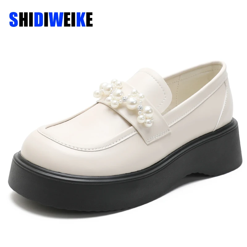 

Роскошные женские лоферы на каблуке; Элегантные туфли-лодочки из натуральной кожи на платформе; Женские Повседневные Вечерние туфли на тан...