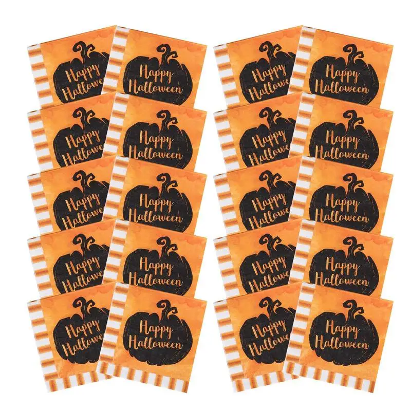 Салфетки с принтом на Хэллоуин, салфетки для оформления детской одежды, 2 слоя, бумажные салфетки для Хэллоуина, аксессуары для гостей, салфетки для украшения стола