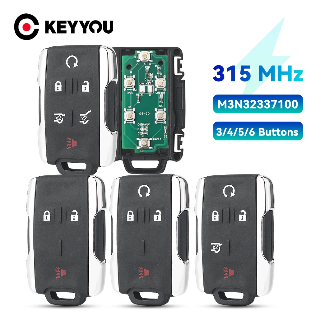 

KEYYOU 3/4/5/6BTN 315Mhz Remote Car Key For Chevrolet Silverado Colorado 2014-2018 GMC Yukon M3N32337100 13577770