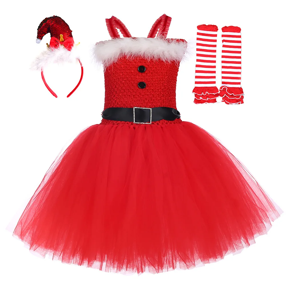 

Детский костюм Деда Мороза для девочек, одежда для косплея, рождественское платье для детей, одежда для новогодней вечеринки