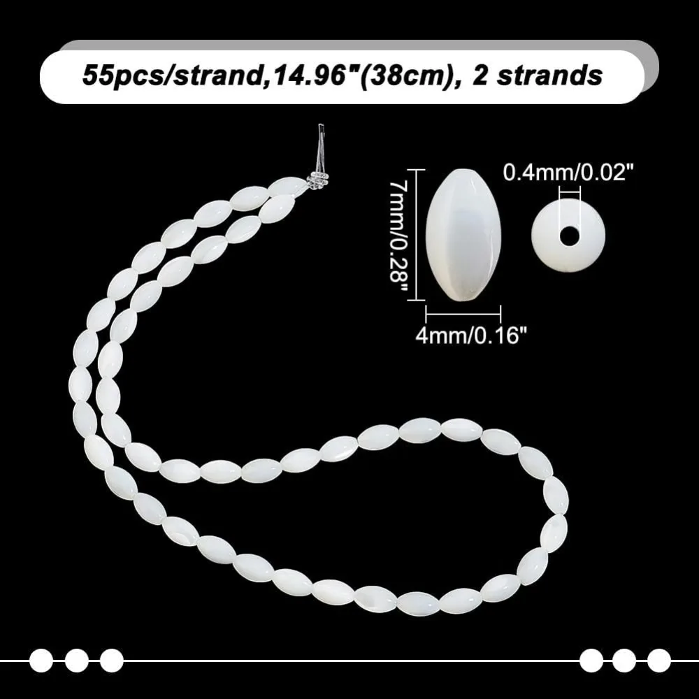 Около 110 шт. бусины из рисовых белых ракушек натурального ракушки диаметром 4 мм