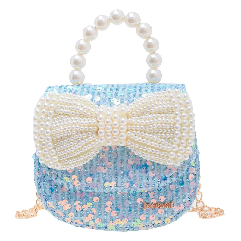 

Cute Girls Princess Messenger Bag Pearl Bowknot Kids Coin Pouch Tote Hand Bags Kawaii Baby Purse Clutch Bag
