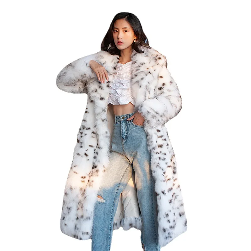 Winter Thick Warm Fur Faux Fur Coat Women's Fashion Plush Loose Cardigan Long Sleeve Large Coat Women's Turn-down Collar Coat
