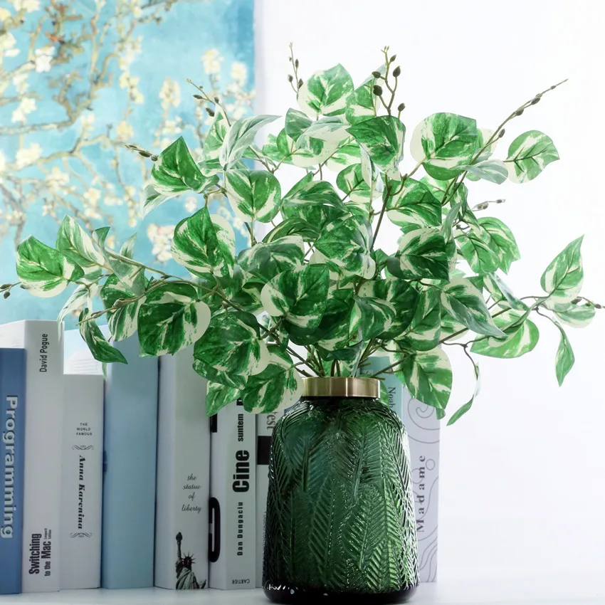 

Silk Artificial Greenery Radish Bouquet Fake Green Leaves for Wedding Home Garden Decoration Jungle Party DIY Plants