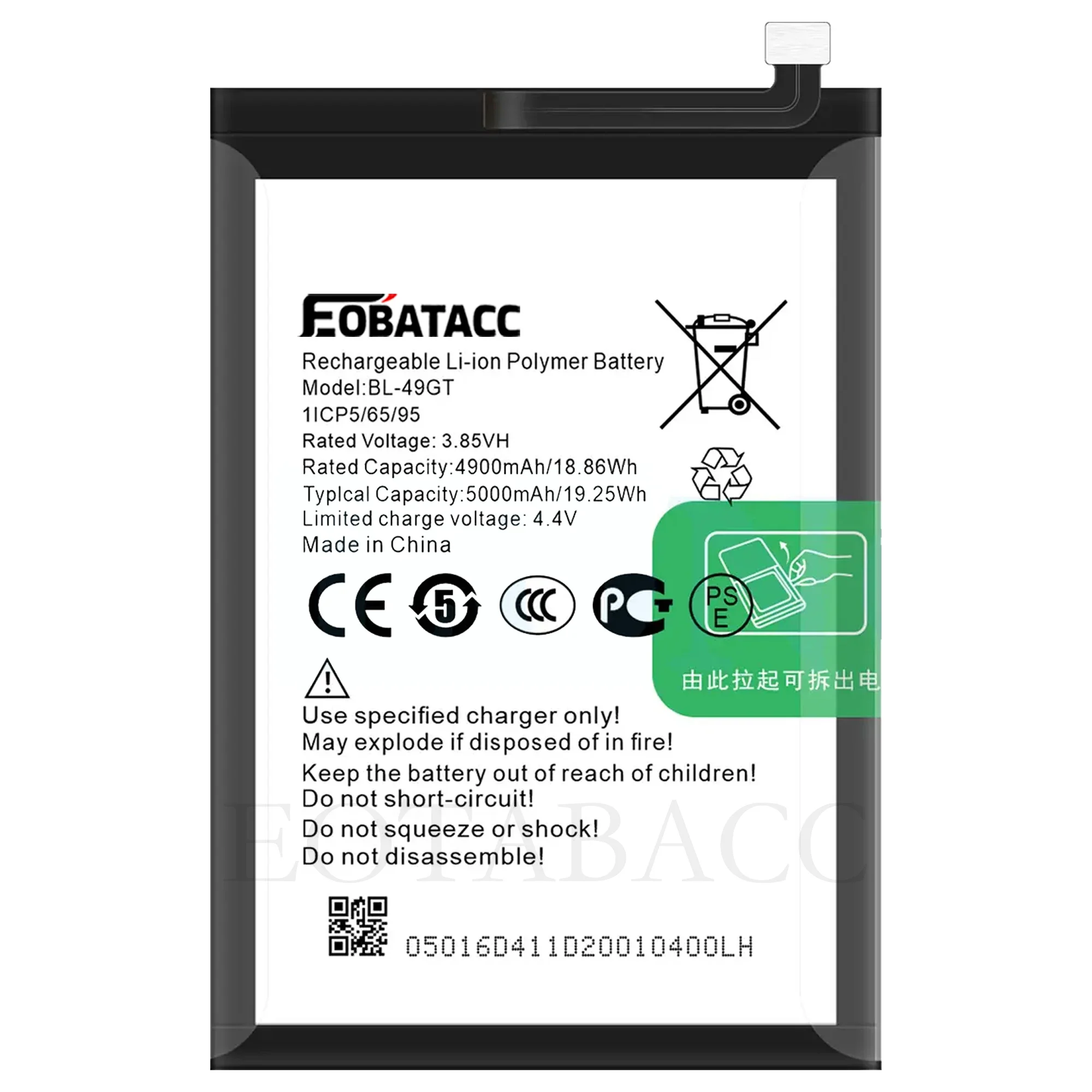 Совершенно новый сменный аккумулятор EOATABACC BL-49GT для Tecno Camon 17/CG6/CG7/SPARK 9T/KH6/Camon 19 Neo/Camon