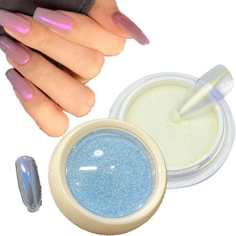 1Box Solid Aurora Nail Powder Mirror Rubbing Glitter Dust Iridescent Chrome Pigment Rainbow Charms Nail Art Decoration Powder $$