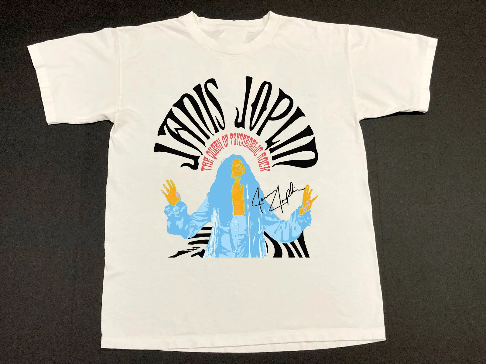 Горячая футболка Janis Joplin Gift For Fan с коротким рукавом белая унисекс всех размеров