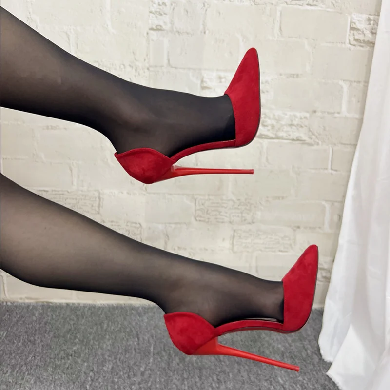 Женские туфли FHC на высоком каблуке 16 см мужские летние из флока с перекрестной