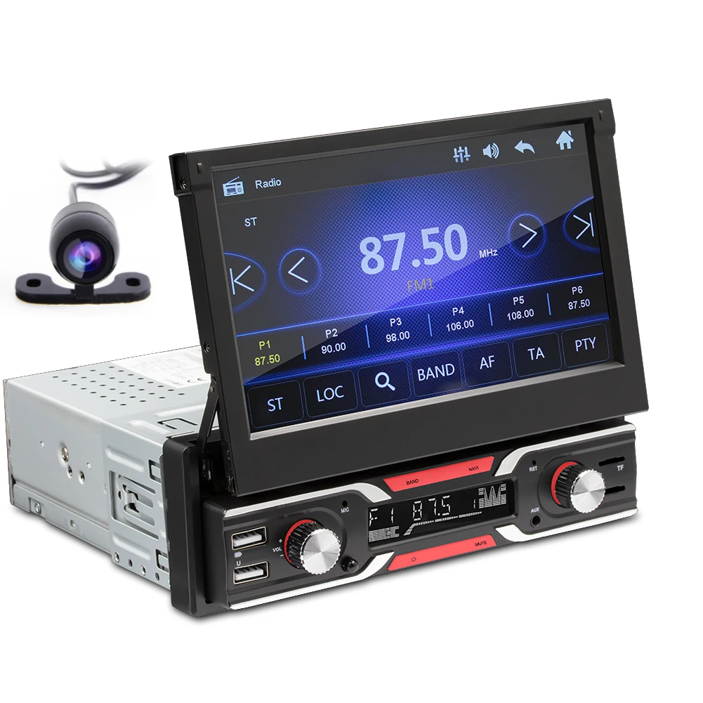 

Выдвижной MP5-плеер 1 Din с 7 дюймовым ручным экраном, Автомобильный плеер с двумя Usb и 2 слотами для TF, Fm, Bt, Sd, Aux, с поддержкой GPS-навигации, автомоб...