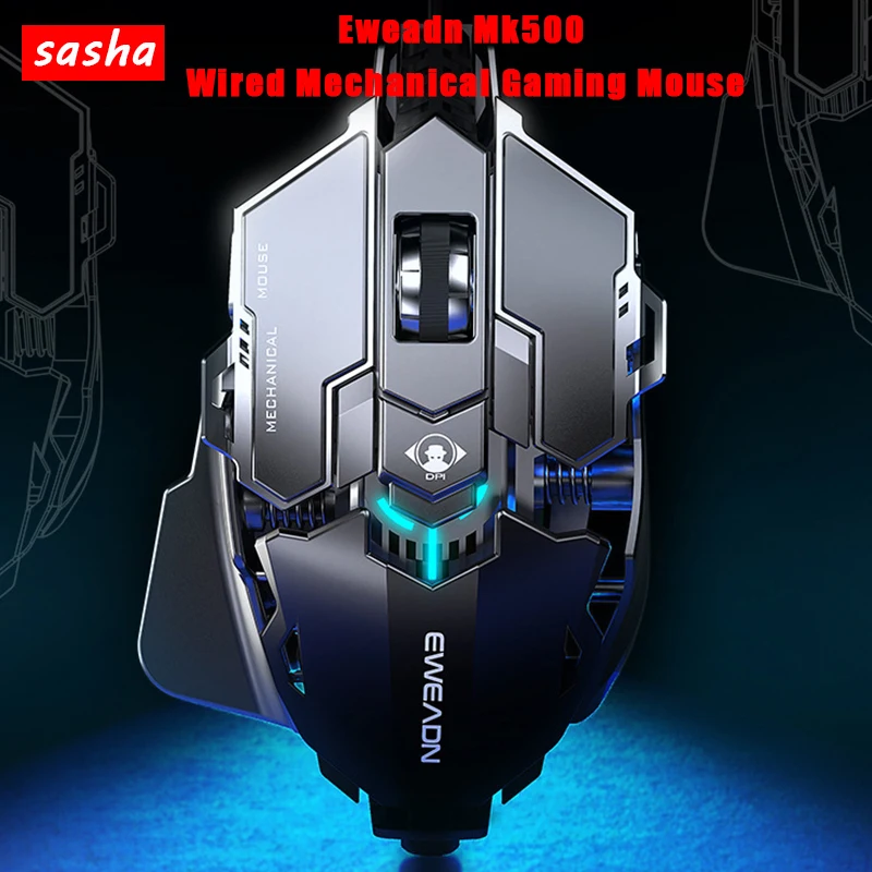 Проводная игровая Механическая мышь Eweadn Mk500, программирование макросов, 12800 DPI, регулируемое расстояние для рук, для геймеров, E-Sport, для настольного Mac