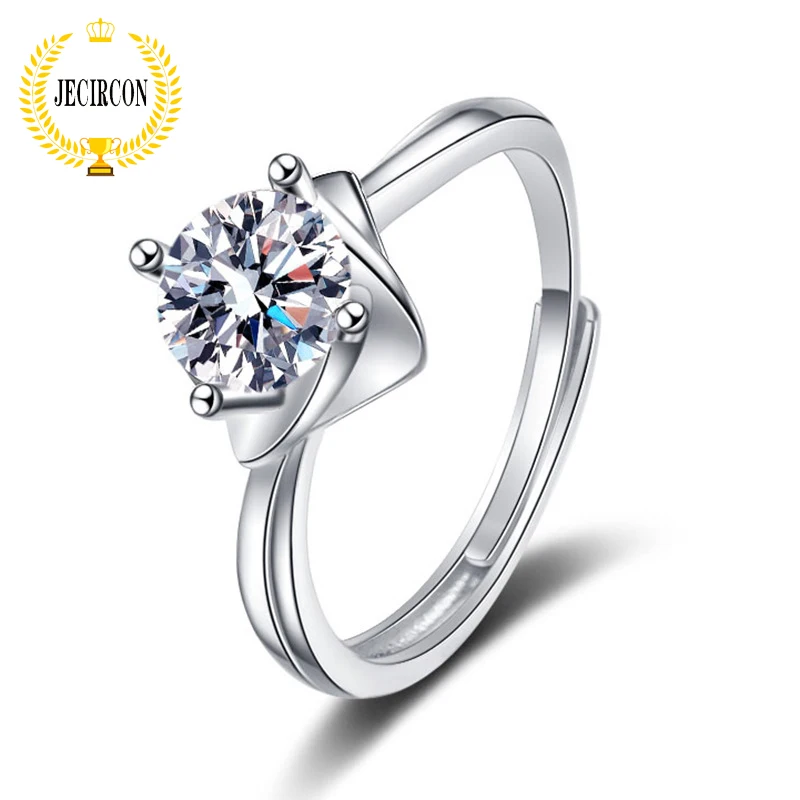 

JECIRCON Cold Wind Rhombus Flower 1CT Moissanite Diamond Ring for Women Korean Couple 925 Sterling Silver Wedding Band Jewelry